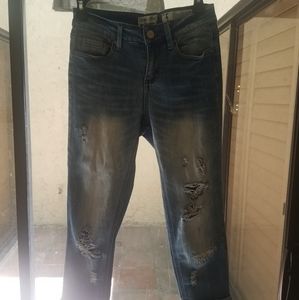 Cropped ripped jeans